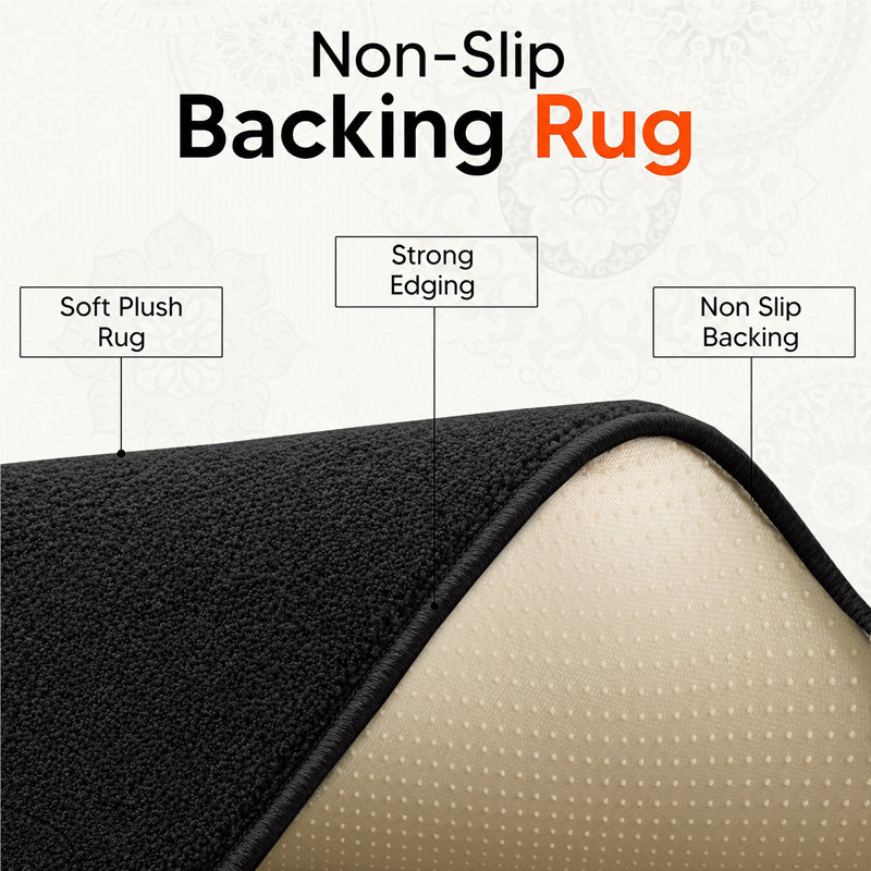 Aspire Homeware Black Modern Area Rug, BLACK, 120x170cm