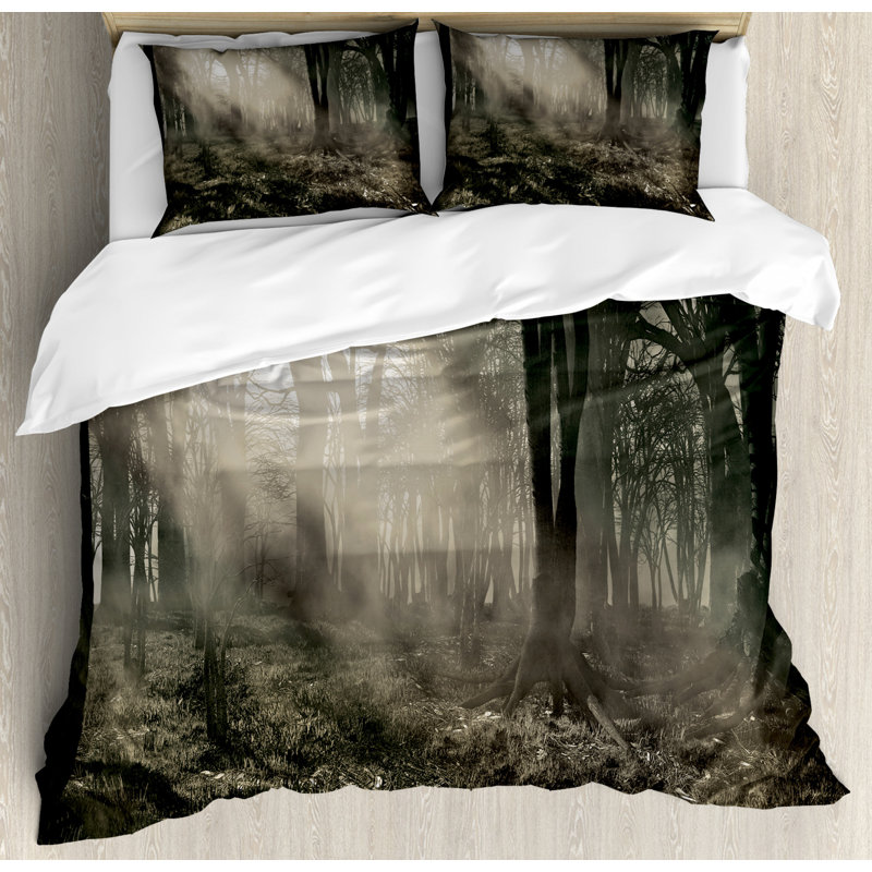 Rustic Polyester Floral Duvet Cover, King Duvet Cover + 2 Shams