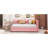 Upholstered Daybed With Trundle Twin Size Sofa Bed Frame No Box Spring Needed, Linen Fabric(Pink)-309773565