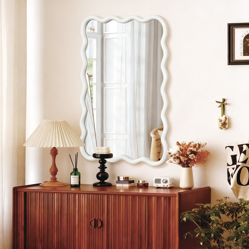 Miroir décoratif Wavy, Blanc, 30" H x 40" W