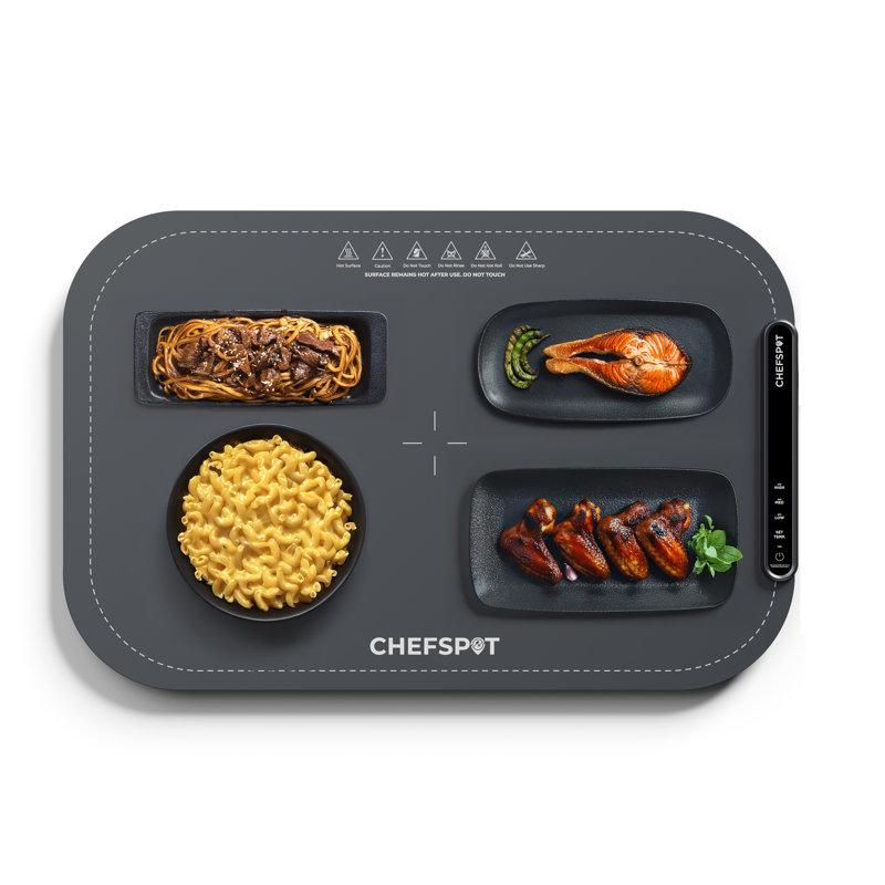 Tapis chauffant pour aliments chauffant CHEFSPOT, plateau chauffant électrique en silicone avec température réglable (gris)
