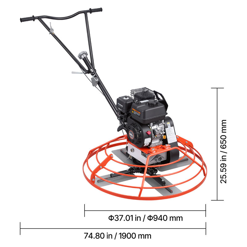 Power Trowel, machine de finition pour béton de 34,8 pouces de diamètre, moteur de 5,5 ch, 4 pales, pas réglable, finisseur de surface à ciment à gaz pour planchers lisses, fabrication