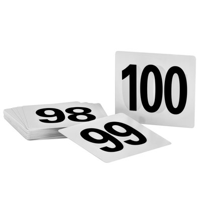 4" x 4" Double-Sided Plastic Table Number Signs 51-100 for Weddings and Banquets
