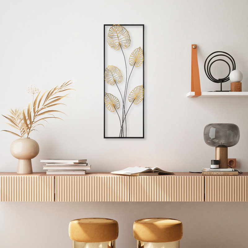 Hand-Painted Decorative Metal Wall Accessory, 12.6 x 35.4 inches | 100% Metal, Thickness: 0.06 inches | Lightweight at 2.2 lbs, Unique Color Variations | Perfect for Home, Office, and Gallery Decor