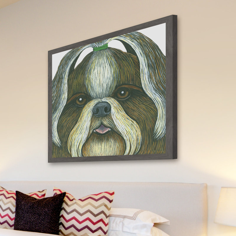 « shih tzu », reproduction d’art encadrée, H 12 po x l 12 po x P 1,5 po
