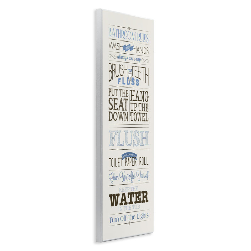 «Bathroom Rules» - Art textuel sur bois