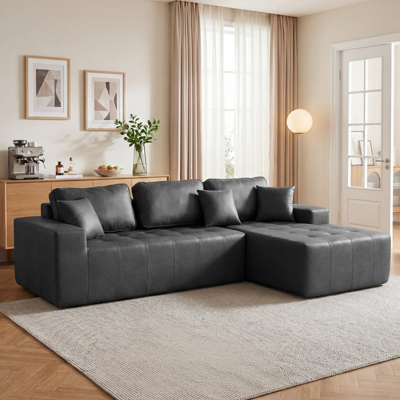 Canapés modulaires à compression, méridienne droite noire, canapé moderne pour la maison
