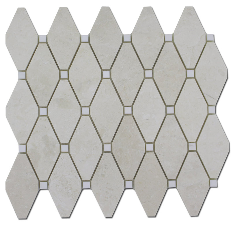 2" x 4" Marble Octagon and Dot Mosaic Tile