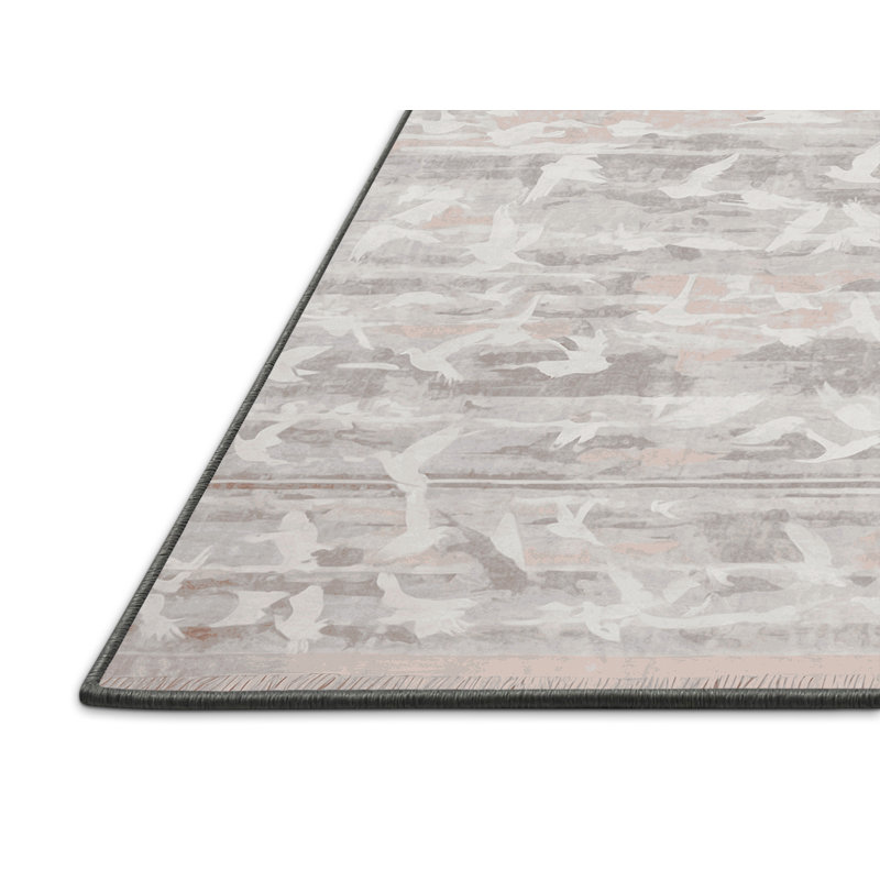 Tapis gris soyeux et moelleux, Rectangle 7 pi x 9 pi