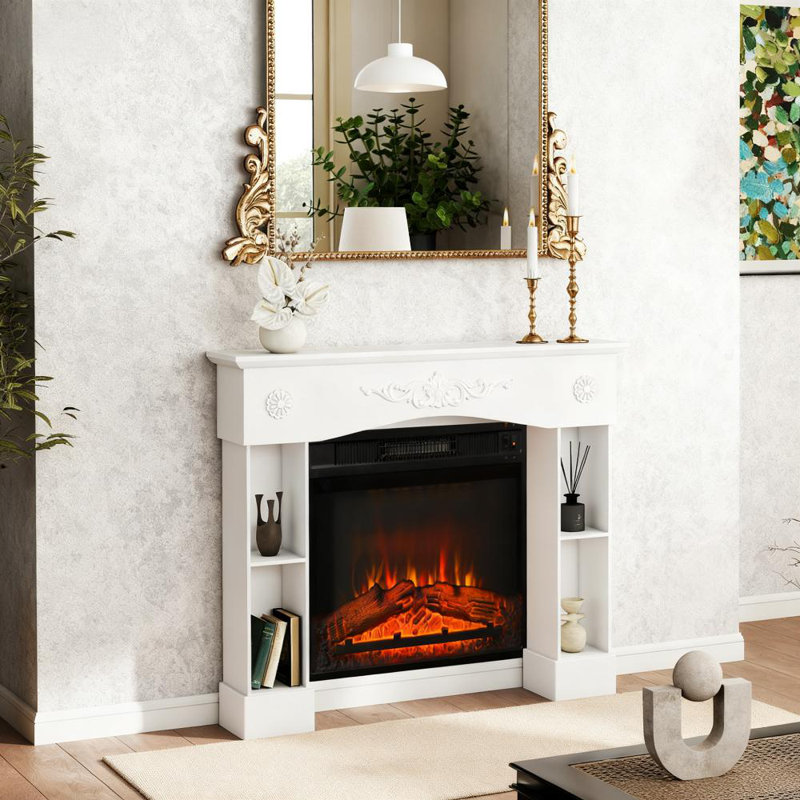 Freestanding Fireplace Mantel Surround With Legs - Custom-Fit For Electric Fireplaces (Sturdy Construction)