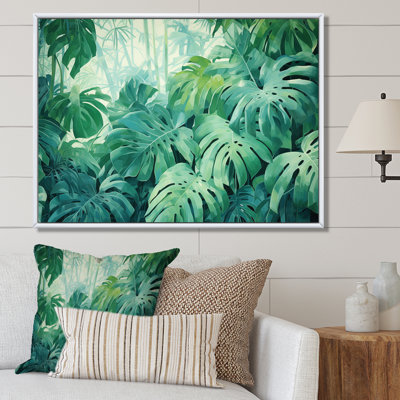 Jade, jungle épaisse, jungle de palmiers III - Art mural palmiers pour salon