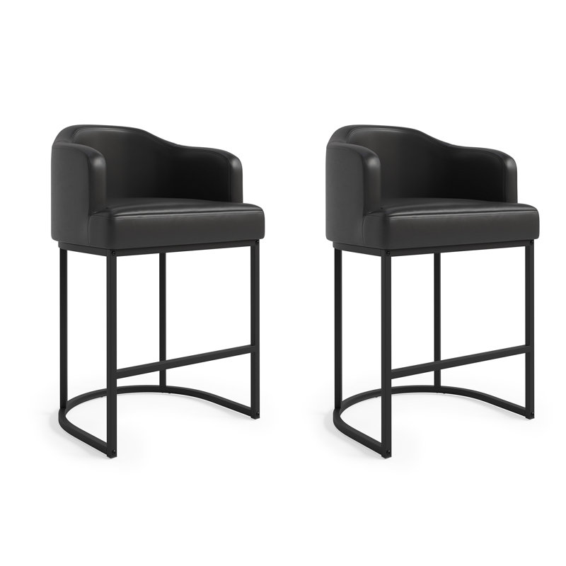 Alyce Upholstered Counter Stool, Black/Faux Leather