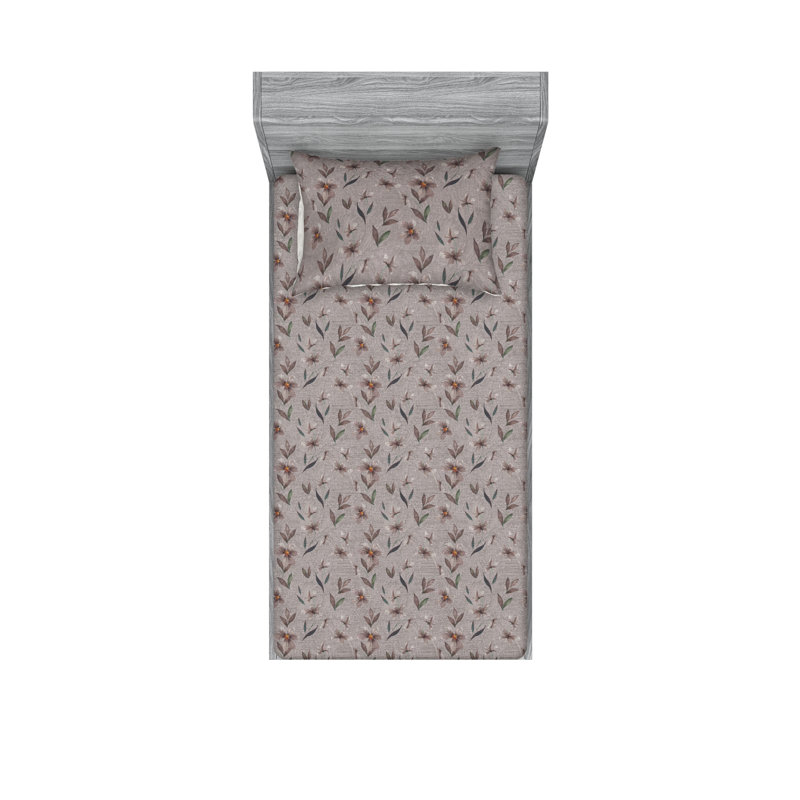 Microfiber Floral Sheet Set, Twin XL Sheet Set with 1 Pillowcase, Autumnal Leaves