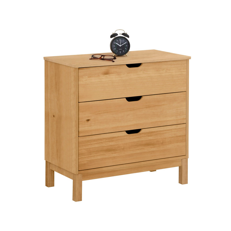 Eisenberg Solid Wood 76cm W 3 - Drawer Chest of Drawers, Oak