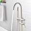 Single Handle Freestanding Tub Filler Floor Mount Bathtub Faucet With Handheld Shower (Brushed Nickel)
