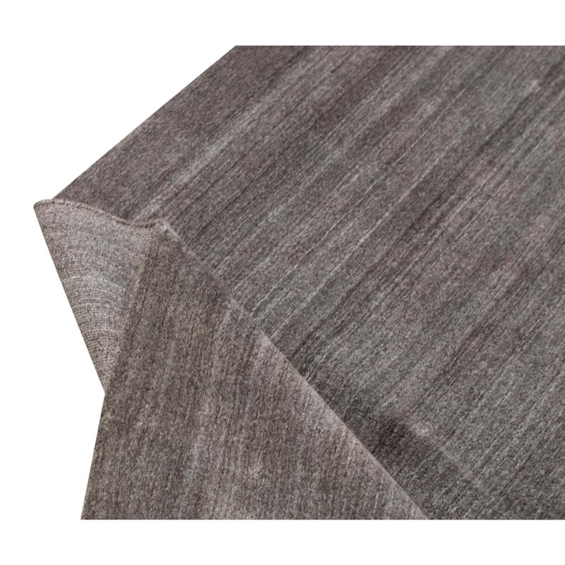 Tapis brun en viscose noué à la main de conception unique 8 pi x 10 pi