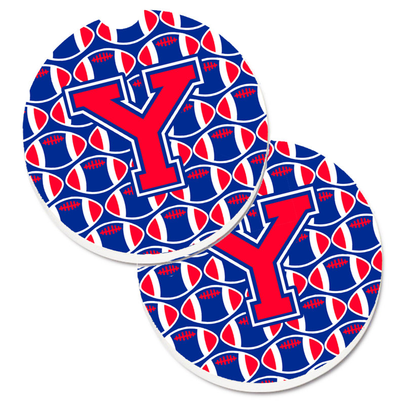 Sous-verre de football, Y, Cramoisi de Harvard / bleu de Yale