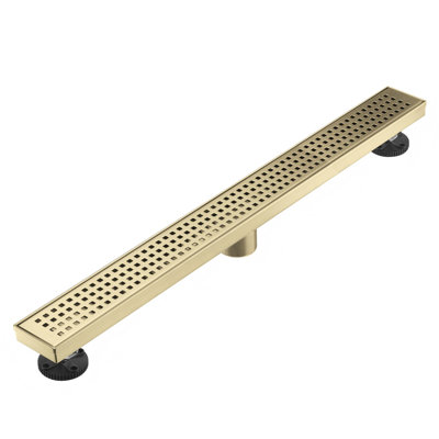 FirmBase 32" Brushed Gold linear grid drain