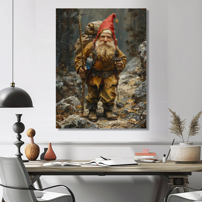 «Red Yellow Autumn Gnome Voyager», impression d'art mural gnome