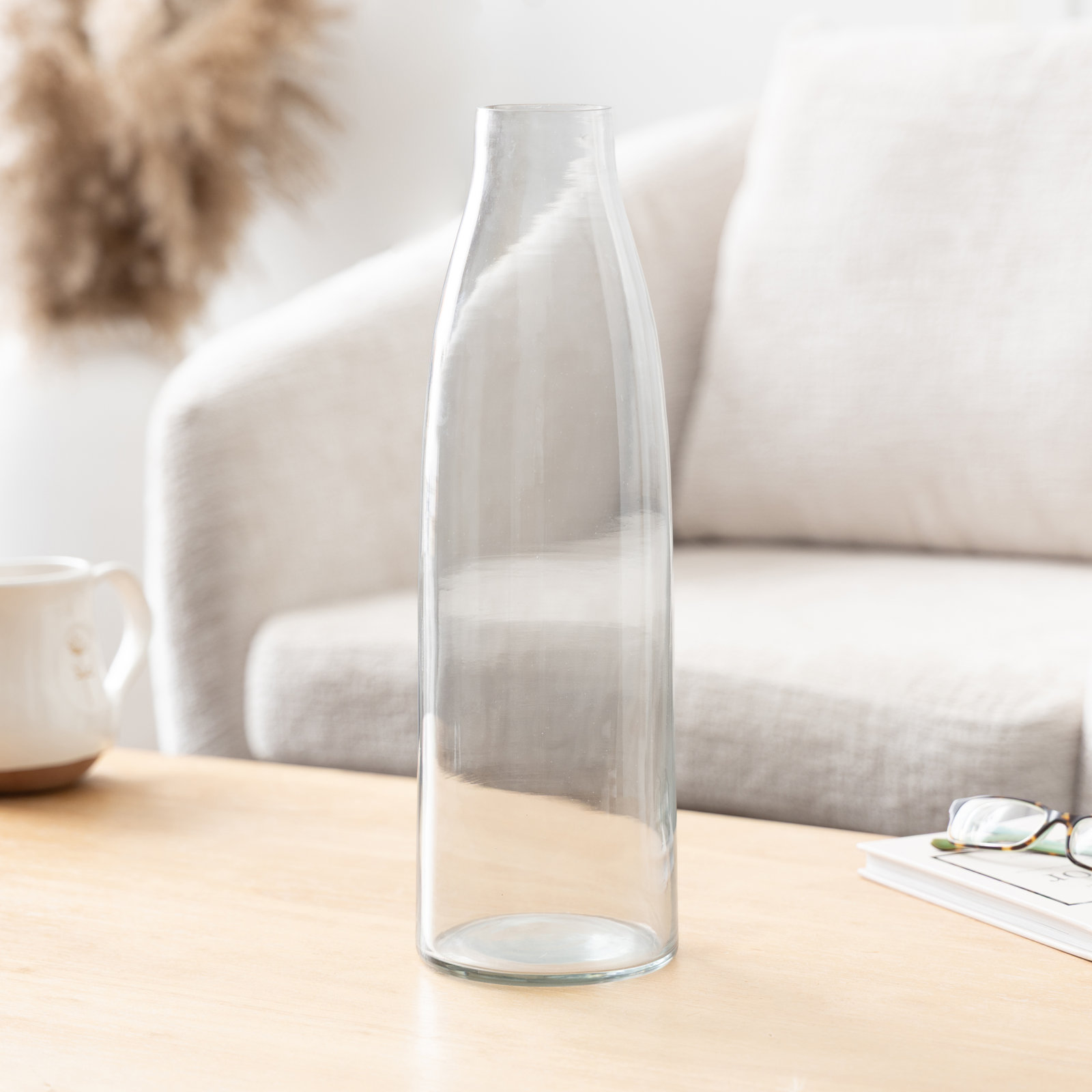 Glass Table Vase, 15" H x 5" W x 5" D