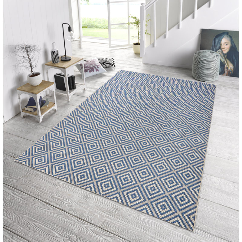 Flatweave Blue Rug, Rectangle 240x340 cm