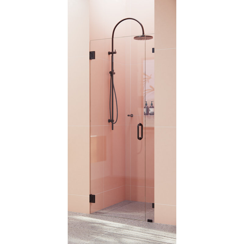 Illume 33.5 in. x 78 in. Fully Frameless Wall Hinge Shower Door, Oil Rubbed Bronze