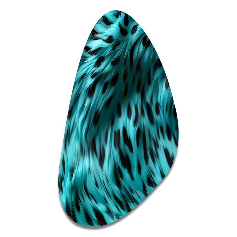 Turquoise et noir - impression abstraite de forme irrégulière sur métal, impression asymétrique moderne sur métal
