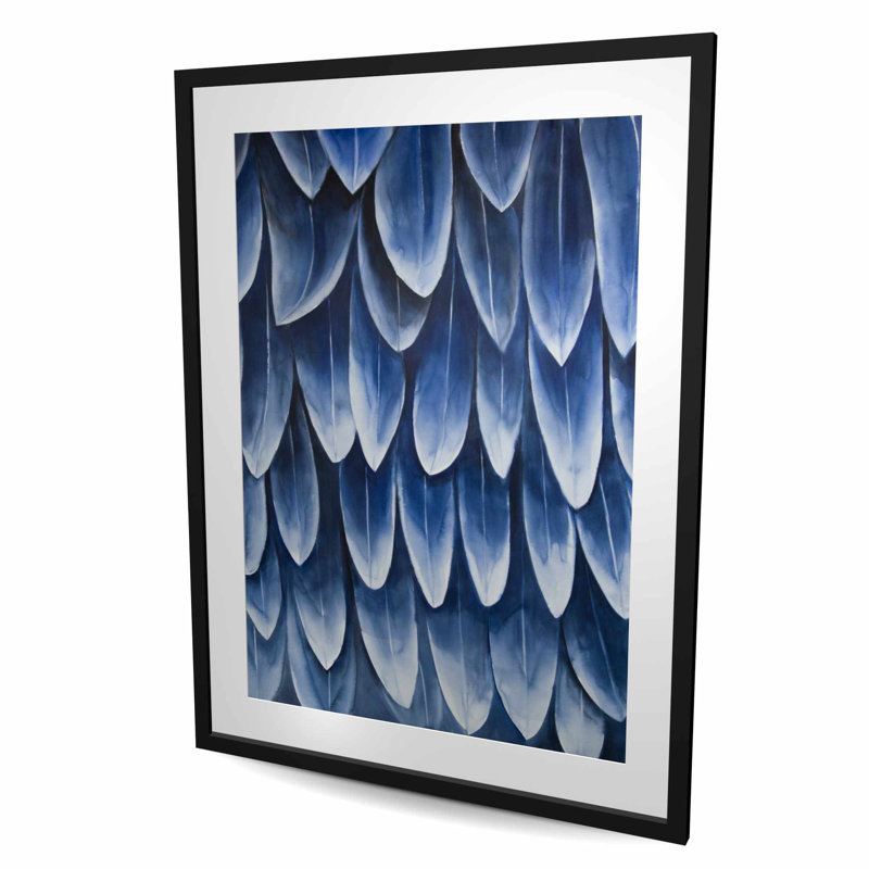Plumage bleu - impression matte encadrée pour le salon