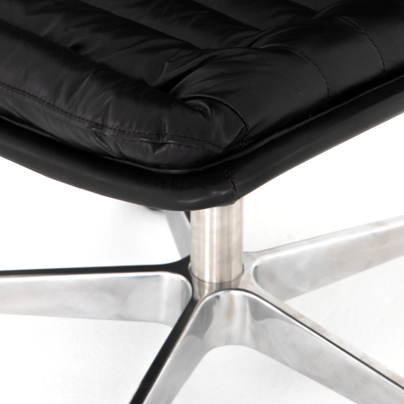 Malibu Leather Swivel Task Chair, Rider Black Genuine Leather