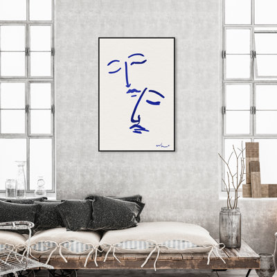«Abstract Couple Blue and White» par Floater, reproduction d'art sur toile