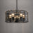 19" 5-Light Matte Black Smoked Flat Panel Glass Drum Chandelier