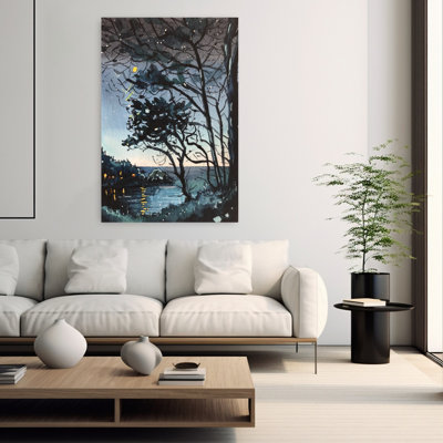 Magique nuit, réflexions, paisible, serein, tranquille, luciole, forêt, art mural