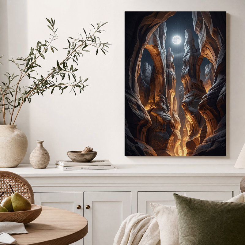 Piliers de grès au clair de lune sous les étoiles - Tableau sur toile, H 18 po x l 12 po