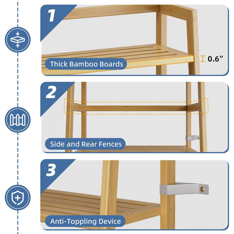 125 cm H x 53 cm W Bamboo / Rattan Ladder Bookcase, Beige