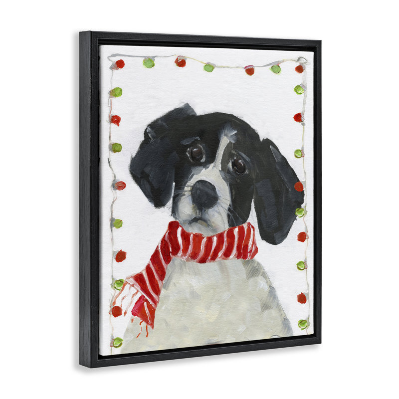 Cadre flottant pour chien Santa Paws, design par Sally Swatland, H 21 po x l 17 po, Cadre flottant noir de jais
