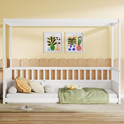 S Twin Floor Bed - Safe And Comfortable, With Three Fence Convenient For