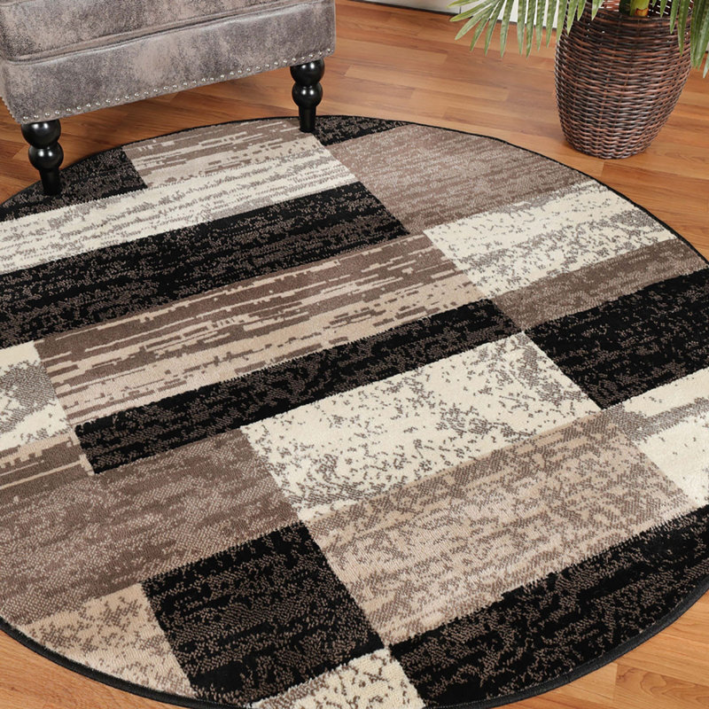 Tapis 5 pi chocolat résistant aux taches, Rond 5 pi