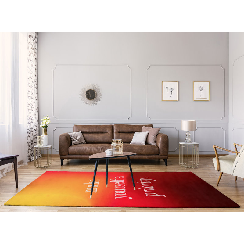 Tapis en chenille poly citation sur fond multicolore Quotes, Rectangle 8 pi x 10 pi