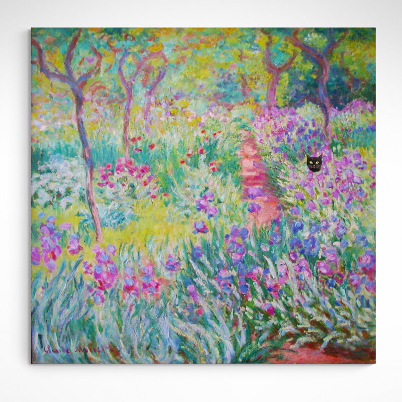 The Artist's Garden In Giverny By Claude Monet With Black Cat by Claude Monet - Wrapped Canvas Print, 76cm H x 76cm W x 4cm D