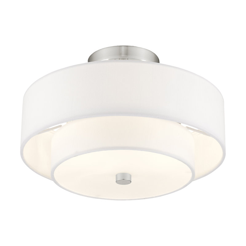 Plafonnier semi-encastré Betel, H 8,25 po x l 13 po x P 13 po, Nickel brossé