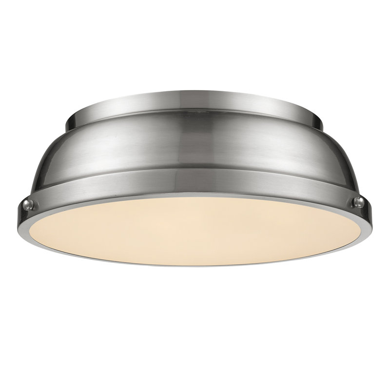 Pewter Dome Steel 2-Light Flush Mount Ceiling Fixture