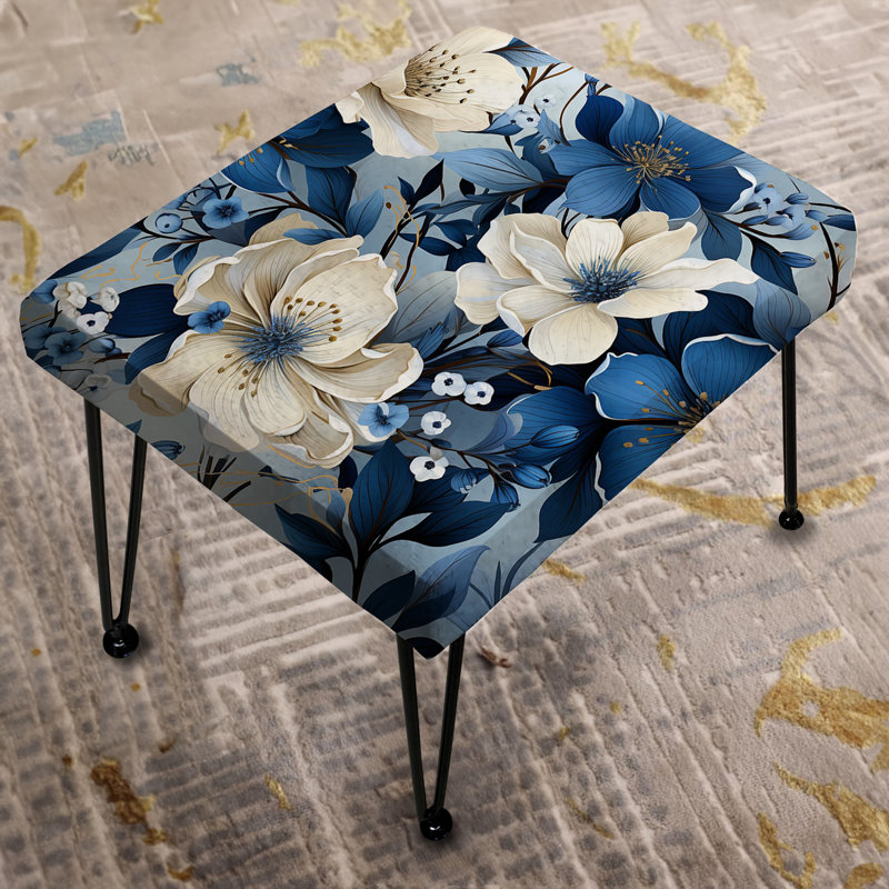 Blue Oasis Floral Blossoms - Repose-pieds rectangulaire floral