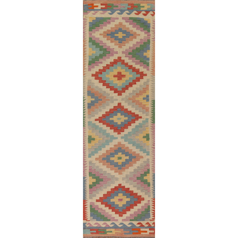 Tapis de couloir oriental coloré Kilim 3 x 10