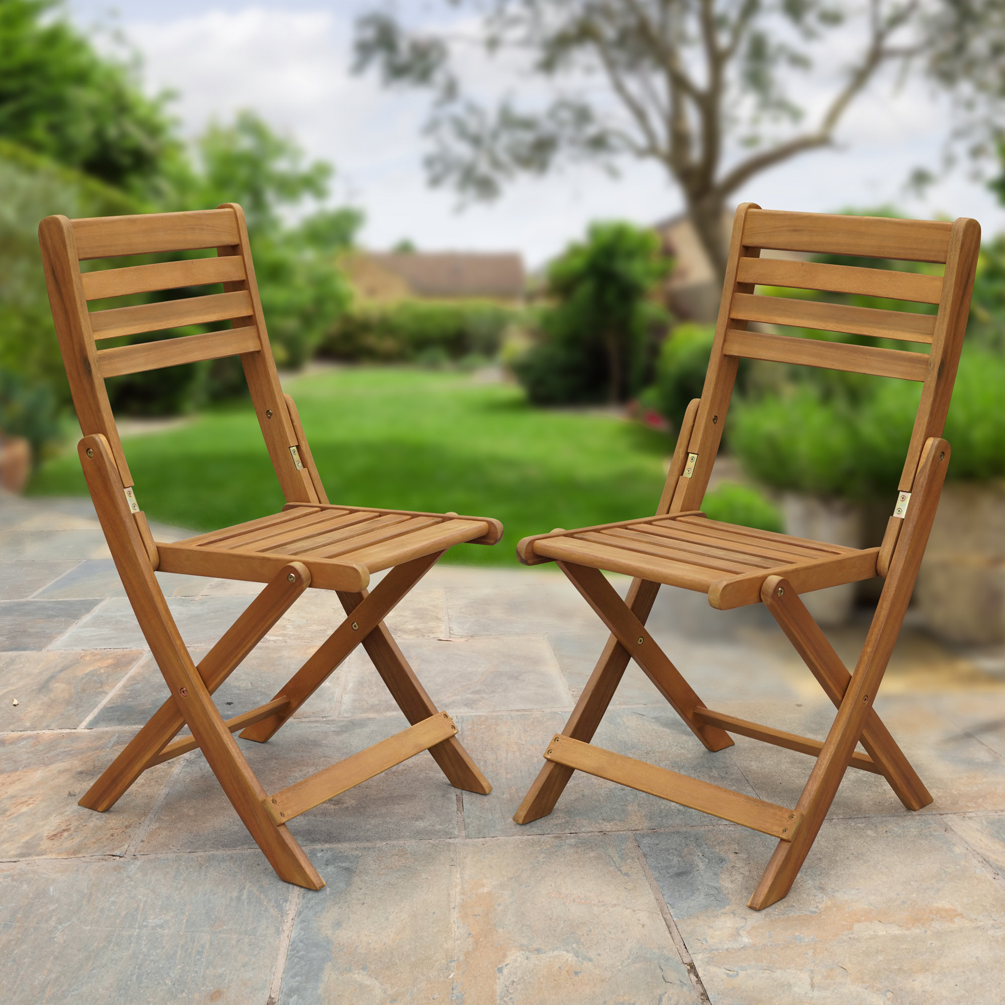 Inbox Zero Anya Acacia Wood Folding Chair Set of – 400lbs