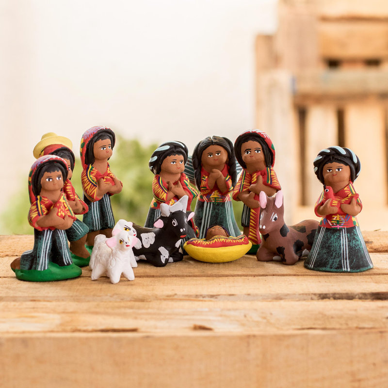 Ensemble de 12 crèches de Noël en céramique fabriquées à la main à Saint-Tomas