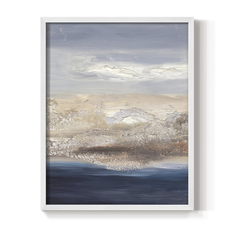 «Tidal Seafoam Horizon I», reproduction encadrée - bois massif, H 30 po x l 24 po, Blanc