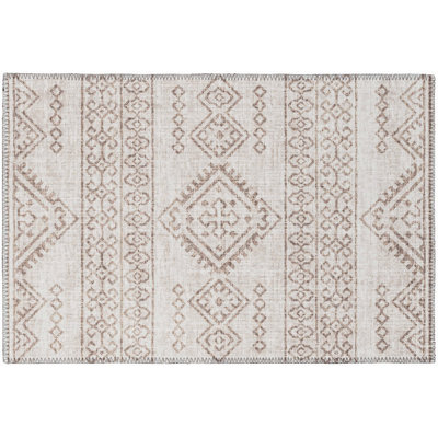 Tapis gris tissé à la machine Ancalin