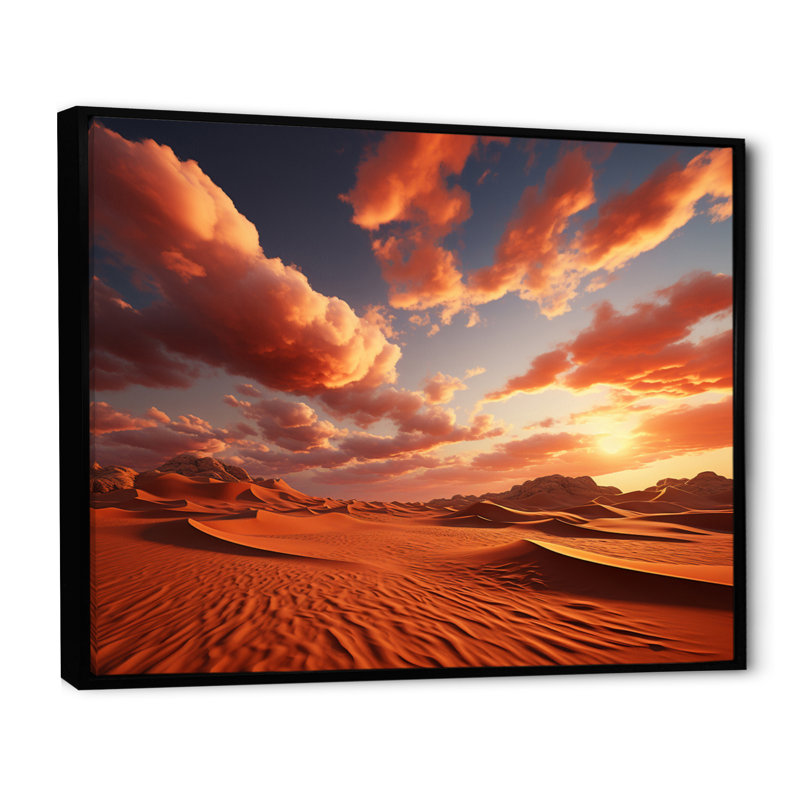 «African Sahara Dreams III», reproduction sur toile, Cadre flottant noir, H 34 po x l 44 po x P 1,5 po