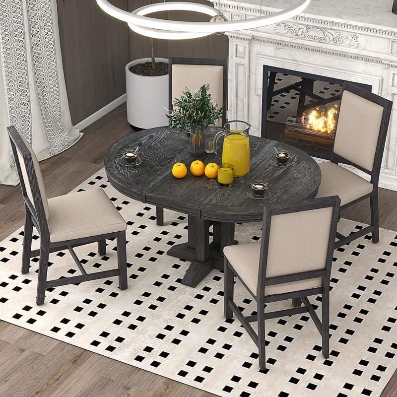 Ensemble repas pour 4 personnes Attiana, Noir