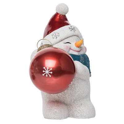 Figurine décorative en résine bonhomme de neige avec chapeau de père Noël